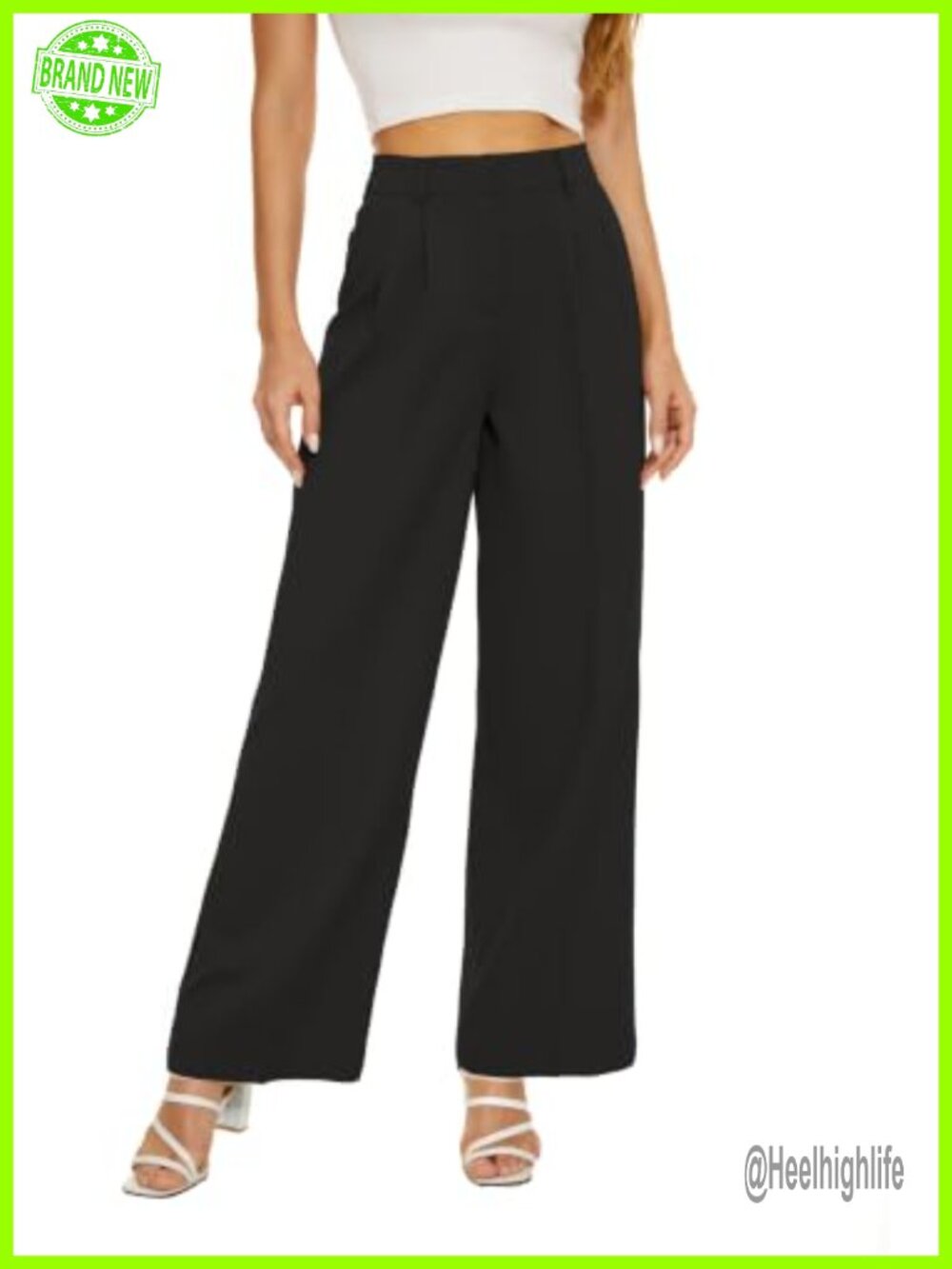 Womens High Waist Wide Leg Dress Pants Loose Fit Pleated Front Trousers Work